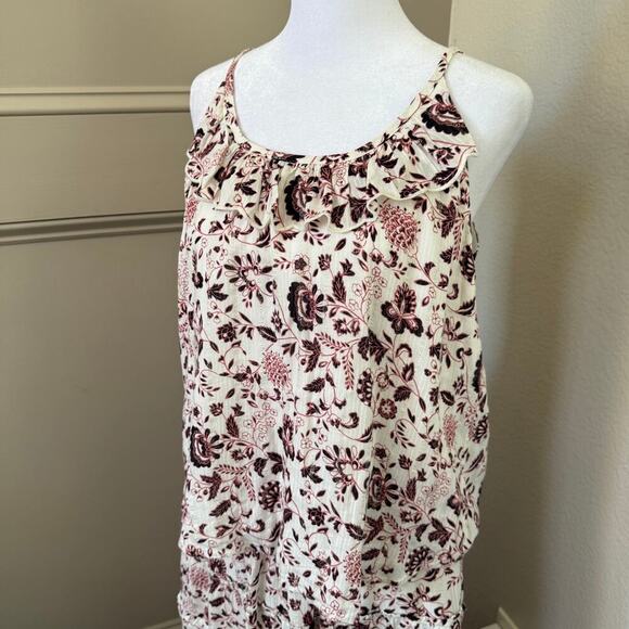 LOFT Lined Floral Silver Flecked Tiered Maxi Skirt and Sleeveless Top Size SP - Picture 5 of 12